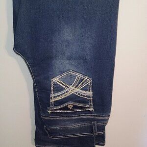 Wallflower Jeans Juniors 15 Regular Mid rise Flare White thread